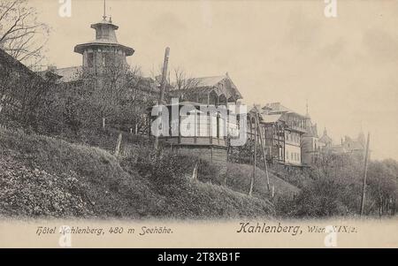 19th, Kahlenberg - Kahlenberghotel, carte postale, Carl (Karl) Ledermann Jr, producteur, 1905-1909, carton, collotype, hauteur×largeur 9×14 cm, Vienna Woods, hôtellerie et restauration, sites et bâtiments disparus, 19e arrondissement : Döbling, Hotel Kahlenberg, Hotel, auberge, auberge, Kahlenberg, The Vienna Collection Banque D'Images