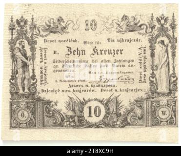 Mint bill, 10 Kreuzer, Inconnu, k.k. Hauptmünzamt, Münzbehörde, 01.11.1860, papier, impression, hauteur×largeur 48×61 mm, menthe, Vienne, zone de frappe, Autriche, Empire (1804-1867), finance, billet de banque, argent, la collection de Vienne Banque D'Images