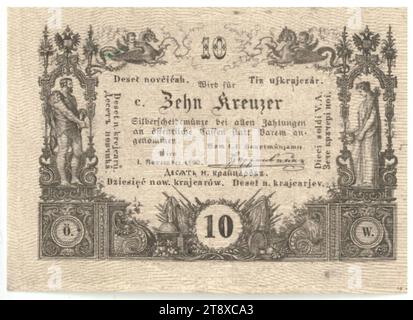 Mint bill, 10 Kreuzer, Inconnu, k.k.. Hauptmünzamt, Münzbehörde, 01.11.1860, papier, impression, hauteur×largeur 48×59 mm, menthe, Vienne, zone de frappe, Autriche, empire (1804-1867), finance, billet de banque, argent, collection de Vienne Banque D'Images