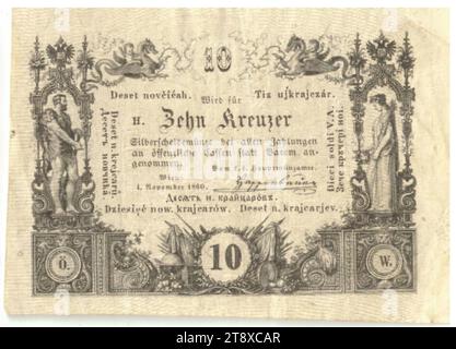 Mint bill, 10 Kreuzer, Inconnu, k.k.. Hauptmünzamt, Münzbehörde, 01.11.1860, papier, impression, hauteur×largeur 47×66 mm, menthe, Vienne, zone de frappe, Autriche, empire (1804-1867), finance, billet de banque, argent, collection de Vienne Banque D'Images