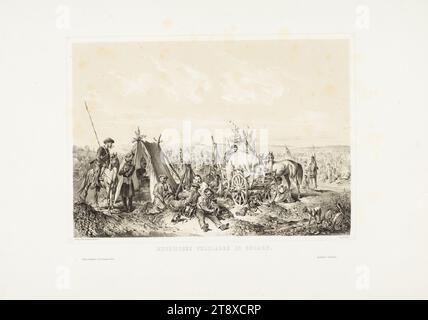 CAMP DE CAMPAGNE RUSSE EN HONGRIE.', Josef Anton Strassgschwandtner (1826-1881), lithographe, Johann Rauh (1803-1863), Imprimeur, Josef Bermann (1810-1886), éditeur, 1849, papier, lithographie à la craie, hauteur 45, 7 cm, largeur 61, 9 cm, militaire, révolutions de 1848, 1849, Beaux-Arts, le soldat ; la vie du soldat, camp (militaire) avec tentes, la collection de Vienne Banque D'Images