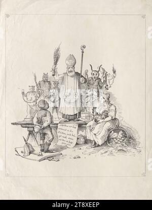 Caricature allemande du tsar Nicolas Ier et l'attitude russe à la révolution de 1848, Inconnu, 1848, papier, plume et lithographie à l'encre, hauteur 43, 8 cm, largeur 34, 2 cm, caricature, satire, politique, révolutions de 1848, 1849, Saint Nicolas, diable(s) et démons, Krampus, roi ; empereur, règle, souverain, collection de Vienne Banque D'Images