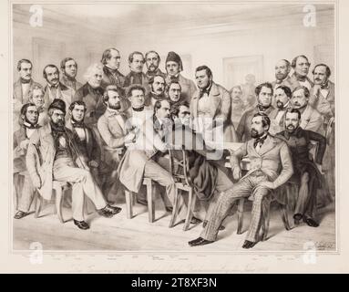 En mémoire de l'Assemblée impériale allemande constitutionnelle de 1848., Club de la Cour d'Augsbourg.' (Portrait de groupe : Alfred von Arneth, Franz Barth, Wilhelm Beseler, Karl Biedermann, Carl von Breuning, August Emmerling, Heinrich Carl Esarch, Friedrich Wilhelm Alexander Falk, Johannes Fallati, Karl Philipp Francke, Adolph Goeden, Carl Wilhelm Otto Koch, Heinrich Laube, Robert von Mohl, Hans von Raumer, Gabriel Riesser, Gustav Adolf Rösler, Gustav von Rümelin, Heinrich Schierenberg, Albert Sprengel, Friedrich Wilhelm Stahl, Stedmann, Gustav Adolf Stenzel, Philipp Wilhelm Wernher Banque D'Images