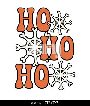 Vector groovy Noël Santa ho ho ho lettrage isolé sur fond blanc Illustration de Vecteur