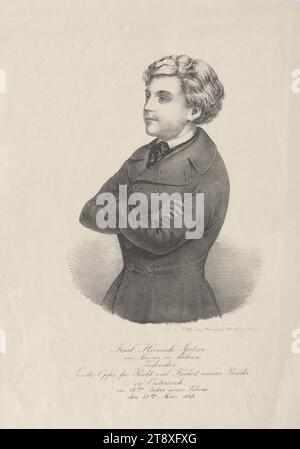 Karl Heinrich Spitzer, de Bisenz en Moravie, technicien, premier sacrifice pour la justice et la liberté en Autriche, dans la 18e année de sa vie. Le 13 mars 1848.', Franz Werner, éditeur, 1848, papier, lithographie à la craie, hauteur 37, 2 cm, largeur 27 cm, Beaux-Arts, révolutions de 1848, 1849, portrait, homme, la collection Vienne Banque D'Images