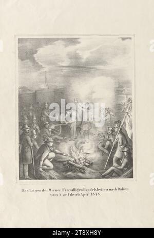 Le camp de la Légion du commerce volontaire viennoise en Italie à partir de 5. à 6. April 1848.', L. Mossbeck, éditeur, 1848, papier, lithographie à la craie, hauteur 44, 7 cm, largeur 29, 7 cm, beaux-arts, militaire, révolutions de 1848, 1849, le soldat; la vie du soldat, la collection Vienne Banque D'Images