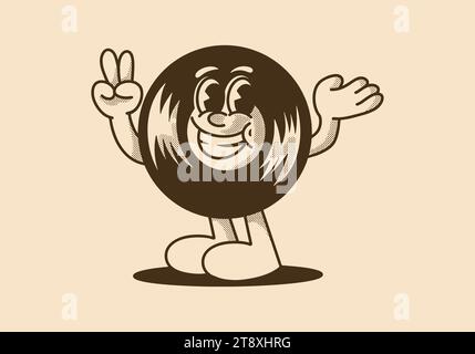 Illustration de caractère vintage de vinyle avec expression heureuse Illustration de Vecteur
