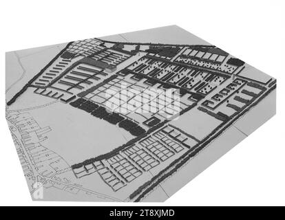 Modèle d'un grand lotissement prévu près de Stammersdorf, Martin Gerlach jun. (1879-1944), photographe, date vers 1939-1940, verre, négatif, hauteur 17, 8 cm, largeur 23, 8 cm, architecture, urbanisme et aménagement urbain, 21e arrondissement : Floridsdorf, maquette  architecture, la collection Vienne Banque D'Images