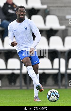 Tubize, Belgique. 21 novembre 2023. Rudy KOHON (4 ans) de France photographié lors d'un match amical de football entre les équipes nationales de moins de 20 ans de Belgique et de France le mardi 21 novembre 2023 à Tubize, Belgique . Crédit : Sportpix/Alamy Live News Banque D'Images