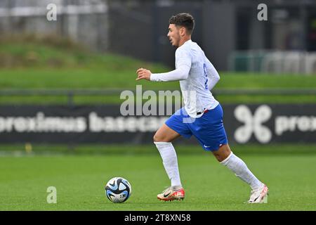 Tubize, Belgique. 21 novembre 2023. William MIKELBRENCIS (2 ans) de France photographié lors d'un match amical de football entre les équipes nationales de moins de 20 ans de Belgique et de France le mardi 21 novembre 2023 à Tubize, Belgique . Crédit : Sportpix/Alamy Live News Banque D'Images