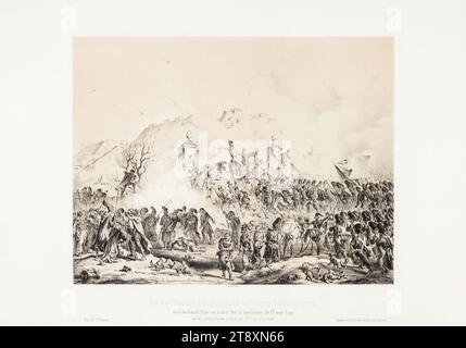 LA PRISE DE LA BARRICADE À ST. LIGNE MARXER, par le major général von Zeisberg. Chef de l'état-major général du 1e corps d'armée, et Oberlieutenant Ziullach du 5e bataillon Jäger. (Le 28 octobre 1848), B. Bachmann-Hohmann, lithographe, Johann Rauh (1803-1863), imprimeur, Leopold Theodor Neumann (1804-1876), éditeur, 1849, papier, lithographie à la craie, hauteur 45,9 cm, largeur 62 cm, beaux-arts, révolutions de 1848, 1849, militaire, obstacles dans les rues ; barricades, combats, combats en général, le soldat ; la vie du soldat, les lignées, les bureaux de ligne Banque D'Images