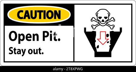 Panneau d'avertissement Ouvrir la fosse, rester à l'extérieur Illustration de Vecteur