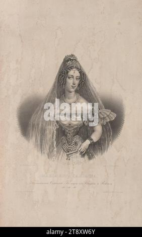 MARIE ANNE CAROLINE, Impératrice d'Autriche, Reine de Hongrie et de Bohême etc. Etc. », Heinrich (Wilhelm) Schlesinger (1814-1893), lithographe, Johann Höfelich (1796-1849), Imprimeur, Anton Berka (1765-1838), Editeur, date autour de 1850, papier, lithographie, hauteur 48, 1 cm, largeur 31, 6 cm, Inscription, 'H. Schlesinger gez. u. lith.', 'gedr. BEI Johann Höfelich', 'Herausgegeben v. Gustav Simon', 'Wien, BEI A. Berka & Co. In Comm.', Beaux-Arts, Habsbourg, domaine Constantin von Wurzbach, portrait, femme, reine ; impératrice, souverain, souverain Banque D'Images