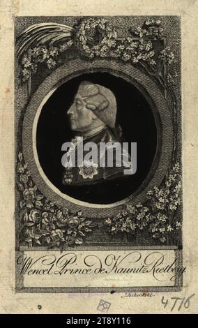 Wenzel Anton Prince Kaunitz-Rietberg (1711-1794), Chancelier d'État, Johann Hieronymus Löschenkohl (1753-1807), maison d'édition, date vers 1790, papier, lavé, gravure sur cuivre, taille de feuille 16, 5×10 cm, Inscription, mi. u. : Wencel Prince de Kaunitz Rietberg, Löschenkohl, politique, aristocratie, Beaux-Arts, portrait, homme, la collection Vienne Banque D'Images