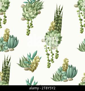 Modèle sans couture avec succulentes et cactus. Vecteur. Illustration de Vecteur