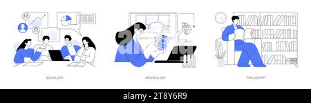 Sciences socioculturelles illustrations vectorielles isolées de dessins animés se Illustration de Vecteur