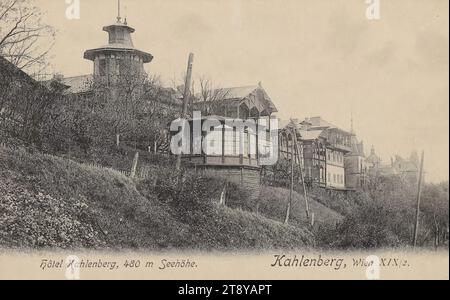 19th, Kahlenberg - Kahlenberghotel, carte postale, Carl (Karl) Ledermann Jr, producteur, 1905-1909, carton, collotype, hauteur×largeur 9×14 cm, Vienna Woods, hôtellerie et restauration, sites et bâtiments disparus, 19e arrondissement : Döbling, Hotel Kahlenberg, Hotel, auberge, auberge, Kahlenberg, The Vienna Collection Banque D'Images