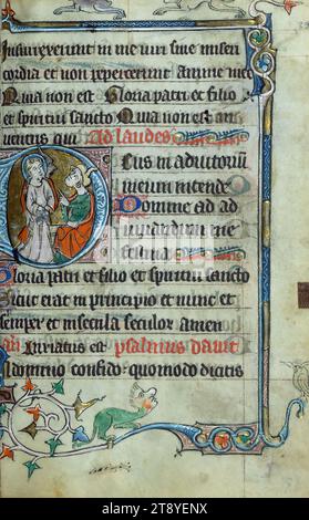 Livre d'heures, Christ avant Pilate, ce Livre d'heures a été achevé en 1320-30 dans la région de Gand. La présence des heures de la Croix attribuées au pape Jean (XXII, 1316-1334) est un élément de preuve pour dater le manuscrit Banque D'Images