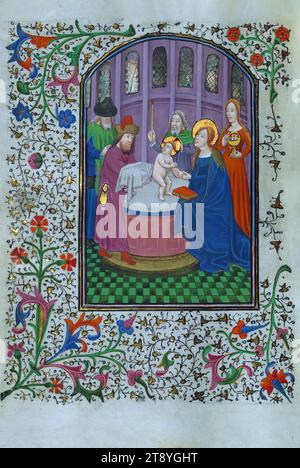 Livre d'heures, Présentation dans le Temple, miniature pleine page Banque D'Images