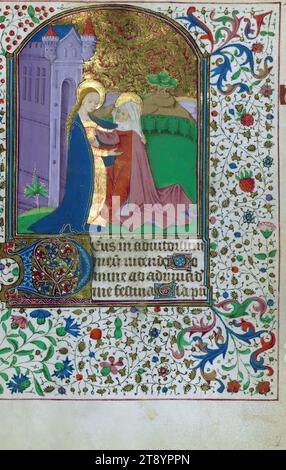 Livre d'heures, Visitation, ce Livre d'heures a été achevé pour l'usage de Reims ca. 1450-1475 dans le nord-est de la France Banque D'Images