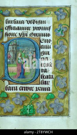 Heures du Duc Adolphe de Clèves, initial 'd' avec St. Barbara, ce Livre d'heures fut achevé dans les années 1480 pour Adolphe, duc de Clèves, comte de la Mack, seigneur de Ravenstein et Wijnendale (1425-92), et membre de l'entourage des ducs de Bourgogne jusqu'en 1477 et par la suite en position de confiance personnelle sous l'archiduc Maximilien, époux de Marie de Bourgogne (d. 1482) Banque D'Images