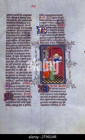 Missal de Eberhard von Greiffenklau, naissance et dénomination de Saint Jean le Baptiste, le Missel d'Eberhard von Greiffenklau est un chef-d'œuvre de la peinture manuscrite néerlandaise. Il a été produit à l'origine dans le deuxième quart du XVe siècle pour von Greiffenklau, prébendaire d'Utrecht à partir de 1446. Le manuscrit présente des œuvres des maîtres de Zweder van Culemborg, actifs dans la région d'Utrecht entre 1420 et 1440, ainsi nommé d'après l'évêque d'Utrecht 1425-33 pour qui ils ont produit un magnifique Missel à la fin des années 1420 (aujourd'hui Bressanone, Bibl. Del Seminario Maggiore) Banque D'Images