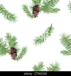 Branches et cônes de sapin. Illustration vectorielle d'un modèle sans couture pour les événements du nouvel an et de Noël. Cartes de vœux, emballages, textiles. Illustration de Vecteur