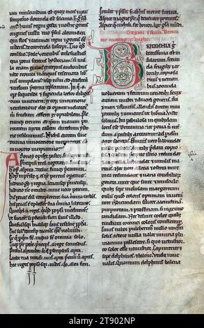 L'Historia Anglorum d'Henri de Huntingdon, décorée de l'initiale B, produite au début du XIIIe siècle, est un important témoignage textuel de l'Historia Anglorum, l'Histoire du peuple anglais, par Henri, archidiacre de Huntingdon. La première version du texte d’Henri de Huntingdon avait une date finale de 1129, bien qu’il y ait eu quatre autres mises à jour contenant des événements jusqu’en 1135, 1138, 1148 et 1154 Banque D'Images