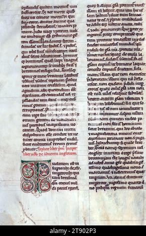 L'Historia Anglorum d'Henri de Huntingdon, ornée de l'initiale T, produite au début du XIIIe siècle, est un important témoignage textuel de l'Historia Anglorum, l'Histoire du peuple anglais, par Henri, archidiacre de Huntingdon. La première version du texte d’Henri de Huntingdon avait une date finale de 1129, bien qu’il y ait eu quatre autres mises à jour contenant des événements jusqu’en 1135, 1138, 1148 et 1154 Banque D'Images