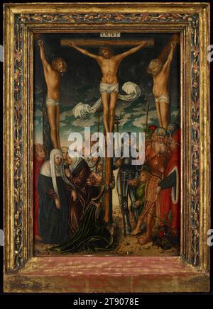 La Crucifixion, c. 1575, suiveur de Lucas Cranach l'ancien, allemand, (Saxe), 1472 - 1553, 16 3/4 x 11 1/4 x 1 1/16 po. (42,55 x 28,58 x 2,7 cm)20 7/16 x 14 9/16 x 1 3/4 po (51,91 x 36,99 x 4,45 cm) (cadre extérieur), huile sur panneau, Allemagne, 16e siècle, la conservation de cette image a été rendue possible grâce à une généreuse contribution d'Al et Dena Naylor par le biais du programme Art Champions Banque D'Images