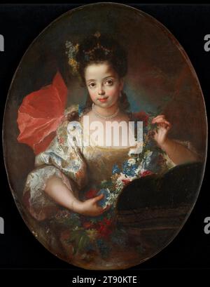 Portrait d'Ursule-Anne Dubuisson, c. 1710, Antoine Pesne ; artiste : précédemment attribué à Nicolas de Largillière, français, 1683 - 1757, 37 1/2 x 28 po. (95,25 x 71,12 cm) (toile), huile sur toile, France, 18e siècle Banque D'Images