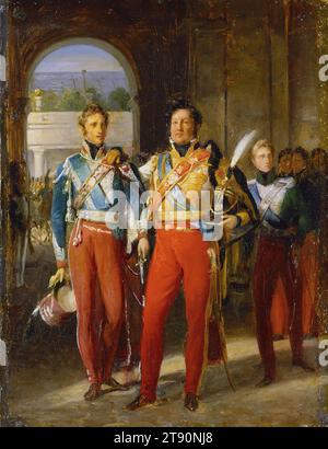 Louis Philippe (1773-1850), roi de France, et ses fils, le duc de Chartres et le duc de Nemours, c. 1830-1832, baron François-Pascal-Simon Gérard, français, 1770 - 1837, 13 3/4 x 10 7/8 po (34,93 x 27,62 cm) (toile)9 7/16 x 15 7/8 x 1 7/8 po (23,97 x 40,32 x 4,76 cm) (cadre extérieur), huile sur toile, France, 19e siècle, Louis Philippe devint roi de France à la Révolution de 1830. Il a été détrôné lors des soulèvements internationaux de 1848, qui ont causé des perturbations sociales généralisées Banque D'Images