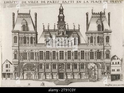 L'Hostel de ville de Paris, Basti en la place de Greve, 17e siècle, Jean boisseau, français, c.1600 - 1650, 5 7/8 x 8 1/4 po (14,92 x 20,96 cm) (image, feuille), gravure, France, 17e siècle Banque D'Images