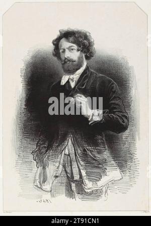 Autoportrait, 1842, Paul Gavarni (Sulpice-Guillaume Chevalier), français, 1804–1866, 8 3/4 x 6 1/8 po. (22,23 x 15,56 cm) (image)12 5/8 x 9 1/2 pouces (32,07 x 24,13 cm) (feuille), Lithographie, France, 19e siècle Banque D'Images