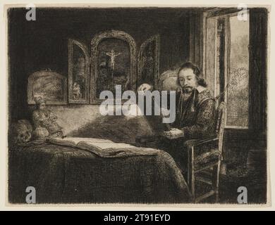 Abraham Francen, marchand d'art, 1657, Rembrandt Harmensz. Van Rijn, néerlandais, 1606–1669, 4 11/16 x 8 1/4 po. (11,9 x 20,9 cm) (assiette), gravure, pays-Bas, 17e siècle Banque D'Images