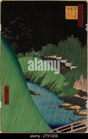 Seidō et la rivière Kanda du pont Shōhei, 1857, 9e mois, Utagawa Hiroshige ; Éditeur : Sakanaya Eikichi, japonais, 1797 - 1858, 13 1/4 x 8 3/4 po (33,7 x 22,3 cm) (image)14 1/4 x 9 5/8 po (36,2 × 24,4 cm) (feuille, vertical ōban), estampe sur bois (nishiki-e) ; encre et couleur sur papier, Japon, 19e siècle Banque D'Images