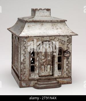 Home Bank (no Dormer Windows)' Mechanical Bank, 1872, Doras A. Stiles ; Fabricant : J. & E. Stevens Company, Cromwell, Connecticut, 1843–1950s, américain, 5 1/4 x 4 3/8 x 4 7/8 po (13,34 x 11,11 x 12,38 cm) (approximatif), fonte, pigment, 19e siècle Banque D'Images