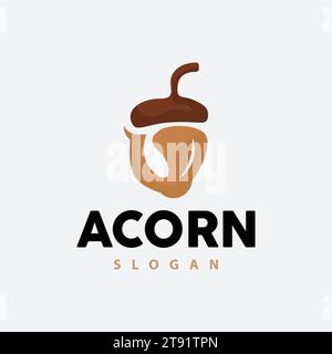 Logo Acron, Premium Design simple style rétro Vintage, Vector Oak NUTS Acorns, modèle d'illustration de symbole d'icône Illustration de Vecteur