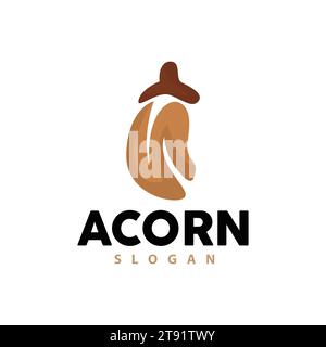 Logo Acron, Premium Design simple style rétro Vintage, Vector Oak NUTS Acorns, modèle d'illustration de symbole d'icône Illustration de Vecteur