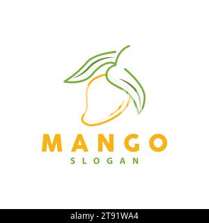 Logo Mango, fruit Design style minimaliste simple, vecteur de jus de fruit, icône symbole Illustration Illustration de Vecteur