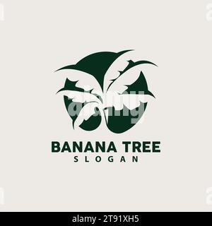 Logo de l'arbre de banane, conception simple de silhouette de l'arbre de banane, Illustration vectorielle de symbole d'icône de plante Illustration de Vecteur