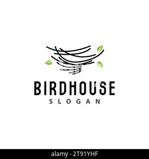 Logo Bird Nest, vecteur d'abri Bird House, style minimaliste Modern Line Design, icône de modèle de symbole Illustration de Vecteur