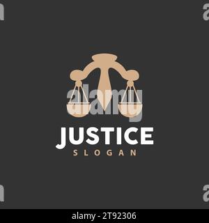 Logo Justice, rétro Vintage Theme Design, Law Vector, Law Firm, Scales Illustration Symbol icône Illustration de Vecteur