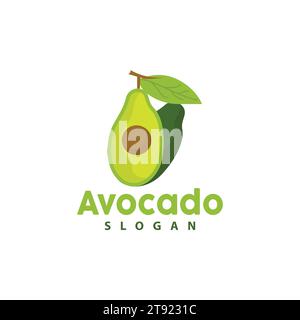 Logo d'avocat, vecteur de fruits frais, conception d'icône de symbole Illustration de Vecteur