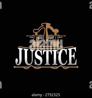 Logo Justice, rétro Vintage Theme Design, Law Vector, Law Firm, Scales Illustration Symbol icône Illustration de Vecteur