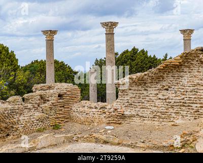 Villa Romana antique avec vue sur l'île de Giglio, île de Giannutri, Toscane Banque D'Images