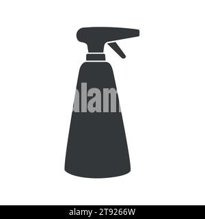 Illustration plate vectorielle avec icône de flacon pulvérisateur. Affiche pour guide sur la culture des plantes à la maison. Liquide antibactérien dans un récipient en plastique pour disinf Illustration de Vecteur
