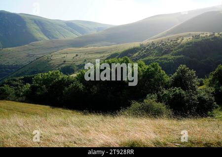 Litlle Tibet, Gran Sasso et Monti della Laga National Park, Apennins, provinces de Teramo, l'Aquila, Pescara, région des Abruzzes, Italie, Gran Sasso et Banque D'Images