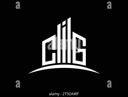 Modèle de conception de logo de monogramme de vecteur de bâtiment de lettre CIG. Logo CIG de la forme du bâtiment. Illustration de Vecteur