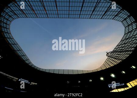 Vue d'ensemble du Tottenham Hotspur Stadium, Londres, avant le lancement de la saison EPCR. Date de la photo : mercredi 22 novembre 2023. Banque D'Images